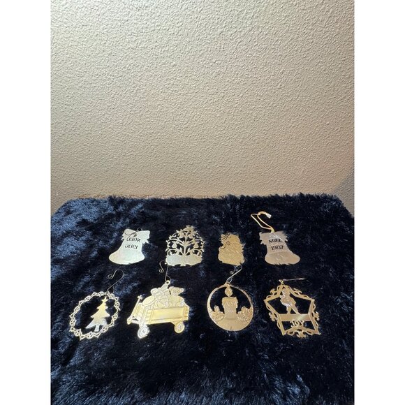 Vintage Vernon  & Other Brands Metal Christmas Ornaments Set Of 8 - Picture 1 of 11